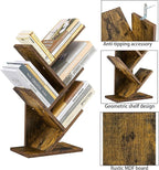 Hoctieon 4 Tier Tree Bookshelf, 4 Shelf Bookcase, Modern Book Storage, Free Standing Tree Bookcase, Utility Organizer Shelves for Home Office, Living Room, Bedroom, Rustic Brown