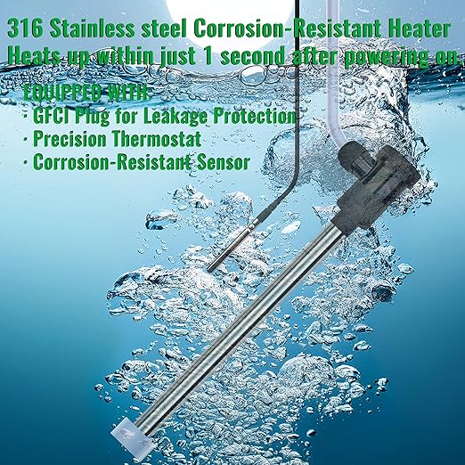 1500W Immersion Water Heater for Bathtub & Swimming pool – Portable Fully Submersible Electric Heater with Temp Control & GFCI for Hot Tub, Above Ground Pool, Inflatable Poo & Baptistry