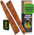 Wooden Spatula for Cooking, 12" Set of 2 - Turner & Scraper for Cast Iron | Flipper for Non Stick & Frying Pan, Egg & Pancake – BPA Free & Heat Resistant Teak Utensils