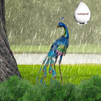 TERESA'S COLLECTIONS Garden Decor, Peacock Garden Decor, Elegant Peacock with Colorful Painting,18", Waterproof Metal Garden Statues, Peacock Gifts, Birthday Gifts for Women Mom