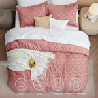 Bedsure Full Size Comforter Set - Pink Clay Comforter, Boho Tufted Shabby Chic Bedding Comforter Set, 3 Pieces Vintage Farmhouse Bed Set for All Seasons, Fluffy Soft Bedding Set with 2 Pillow Shams