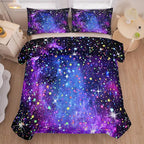 Kids Comforter Sets for Teen Girls, Purple Blue Galaxy Glitter Bedding Set for All Season, Purple Twin Bedding Sets for Kids Boys (Twin, 2 Pieces)