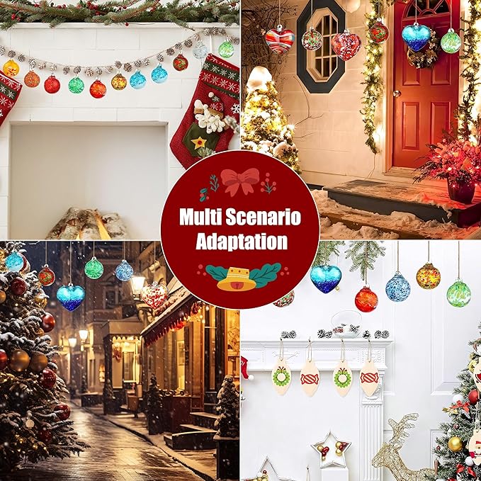 Hand Blown Glass Gazing Balls for Garden Hanging Friendship Balls Christmas Ball Ornaments for Xmas Tree Decoration (Red - A)