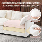 Ihanherry 111.4" L Shaped Modern Sofa Modular Sectional Cloud Couch with Ottoman, 4-Seat Chenille Deep Seat Sofa with Pillow for Living Room, Bedroom and Apartment, Beige