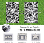 OLANLY Waterproof Outdoor Rug 8x10 ft, Reversible Outdoor Plastic Straw Rug with Leaf Pattern, RV Mat, Indoor Outdoor Carpet for Patio, Camping, Balcony, Deck, Backyard, Black & White