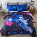 Litanika 3D Galaxy Comforter Queen(90x90lnch), 3 Pieces(1 Galaxy Comforter, 2 Pillowcases), Universe Cloud Outer Space Comforter, Microfiber Bedding Set for Boys Kids