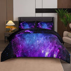 NINENINE King Size Comforter Purple Bed Set for Teen Kids Girls Galaxy Bedding Sets Printed with 1 Comforter 2Pillowcases……