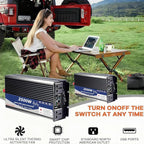 3500W Power Inverter 60V DC to 110V AC Converter with LED Display Dual AC Outlets Dual Fans Radiating for RV, Camp, Boat and Home Emergency Portable Pure Sine Wave Inverter (Smart Screen, 3500W 60V)