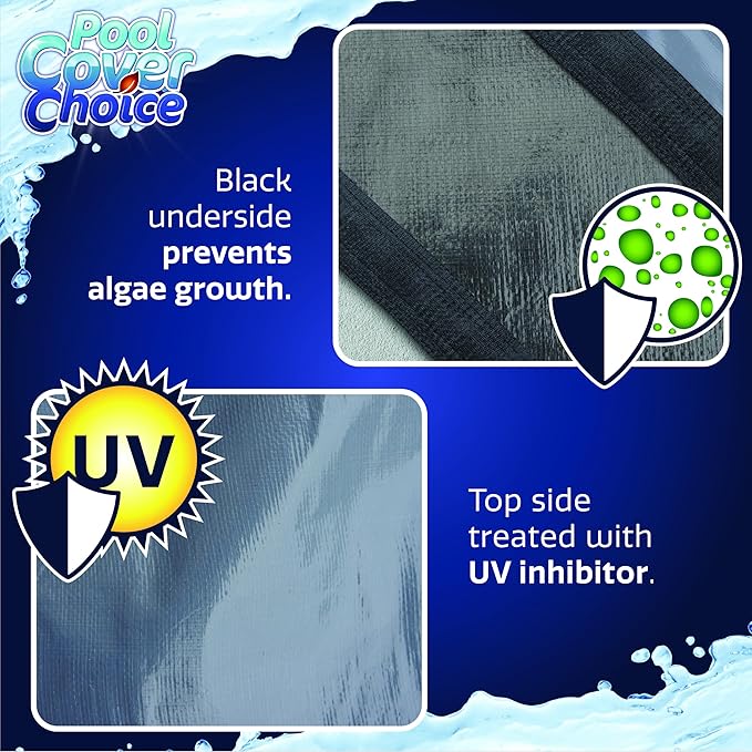 Winter Swimming Pool Cover for 15 ft x 27 ft Aboveground Oval Pool Size, Deluxe Choice Series, Solid Material, Color - Ocean Blue, Pool Cover Choice 581527-4CHOICE