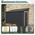 4×8 FT Lean to Metal Shed,Outdoor Heavy-Duty Storage Shed with Floor Base,All Weather Waterproof Garden Tool House W/Lockable Door&2 Air Vent,Reversible Door Design,for Backyard,Patio,Lawn,Black