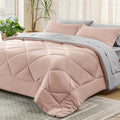 Bedsure Blush Pink King Size Comforter Set - 7 Pieces Reversible King Bed in a Bag King Bed Set with Comforters, Sheets, Pillowcases & Shams, King Bedding Sets