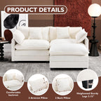 Ihanherry 111.4" L Shaped Modern Sofa Modular Sectional Cloud Couch with Ottoman, 4-Seat Chenille Deep Seat Sofa with Pillow for Living Room, Bedroom and Apartment, Beige