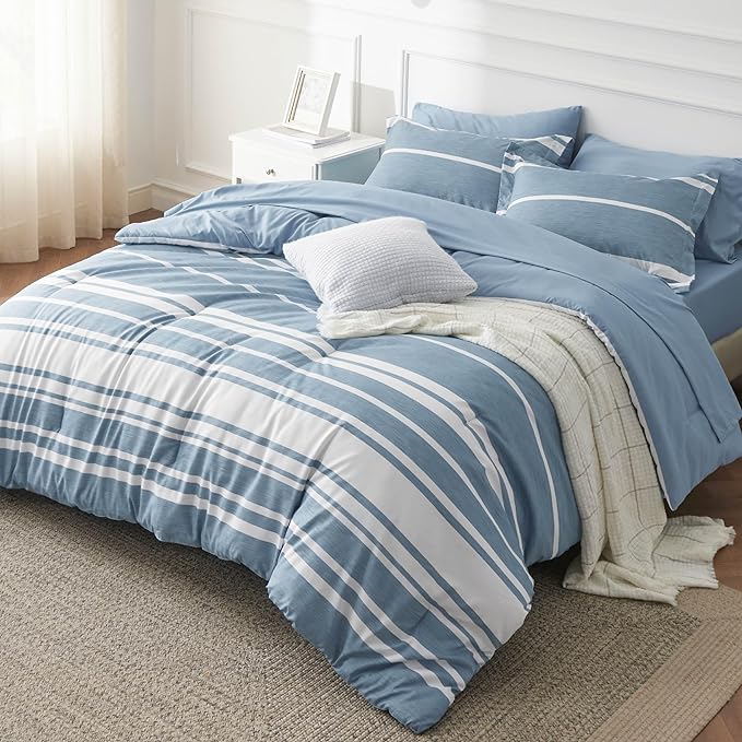 Bedsure California King Comforter Set - Cal King Bed Set 7 Pieces, Cali King Bedding Set with Comforter, Sheets, Pillowcases & Shams