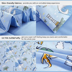 Mooreeke Kids Comforter Bed Set Full Size for Boys, 8 Pieces Bed in a Bag with Shams, Sheet Set and 1 Decorative Toy Throw Pillow, Dinosaur Blue Super Full Soft Microfiber Kids Comforter Bedding Set