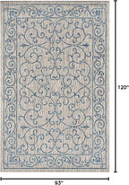 JONATHAN Y Vintage Filigree Indoor Outdoor Area Rug 8X10 Gray/Navy, Charleston Textured Weave for Backyard, Patio, Porch, Easy-Cleaning, High Traffic, Pet-Friendly, Non-Shedding (SMB106C-8)