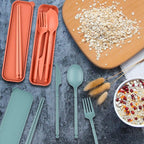 Travel Utensils with Case, Camping Rrusable Utensils Set with Case, Plastic Cutlery Set Forks Spoon Tableware, Portable Cutlery for Travel Picnic or Daily Use