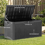 YITAHOME 100 Gallon Resin Deck Box, Weather Resistant Outdoor Storage Box, Lockable Indoor Outdoor Storage for Supplies and Essentials, Black