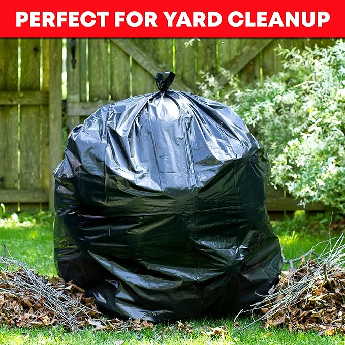 Tasker 55-60 Gallon Trash Bags Heavy Duty | Mega ValuePack 150 Bags | Large Black Garbage Bags | for Office, Commercial, Outdoor, Lawn, and Leaf