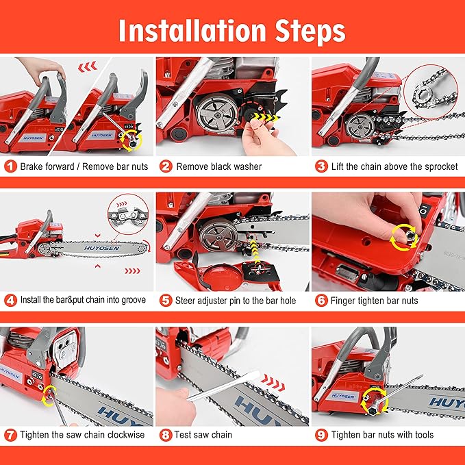 62CC Gas Chainsaw, 20 Inch Power Chain Saw, 2-Cycle Handed Petrol Chainsaws Gasoline Chainsaws Garden Tool for Cutting Trees, Wood, Outdoor Home Garden and Farm Use