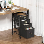Vertical Mobile Filing Cabinet Fits A4 or Letter Size, Rustic Black