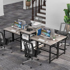 Tribesigns Extra Long Two Person Desk with Storage Shelves, 96.9 inch Double Computer Desks with Printer Shelf for 2 People, Rustic Writing Desk Workstation for Home Office