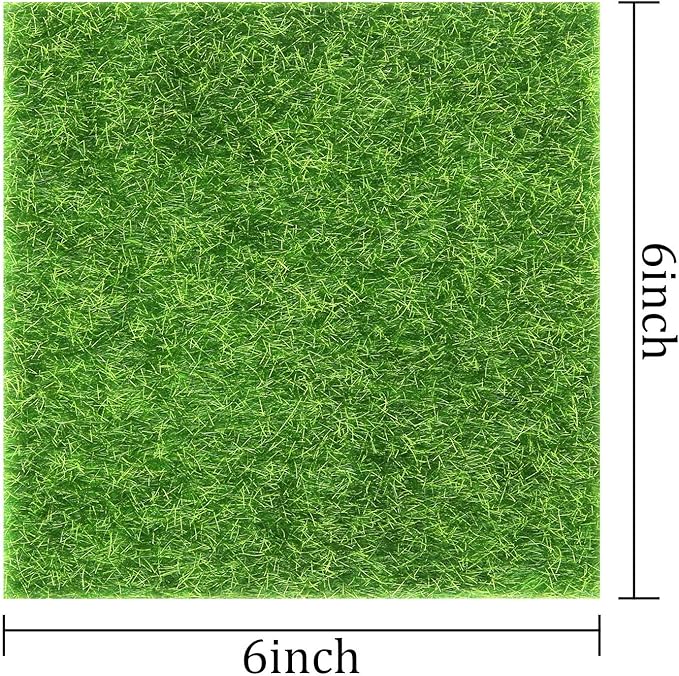 Elcoho 12 Pieces Fake Grass for Crafts Fairy Garden 6 x 6 Inches Artificial Garden Grass for Miniature Ornament Dollhouse DIY Decoration