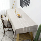 Home Brilliant Lattice Stripe Tablecloth Faux Linen Table Cover for Kitchen Dinning Tabletop Decoration (Square, 52 x 52 Inch, Light Linen)