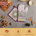 Maison d' Hermine Pot Holders 100% Cotton Potholders (8" x 8", Pack of 1) | Heat Resistant Hot Pads with Loop BBQ Cooking Baking Farmhouse Kitchen Handling Hot Pans Spring Summer - Fanny Lavender