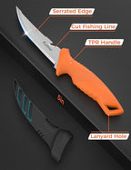 3 pcs Fillet Knife for fish,Stainless Steel Fishing Knife | 9 Inch and 7 Inch Filet Knives,5 Inch Fishing Bait Knife with Non-Slip Handle,Fishing Gear Set with Protective Sheath