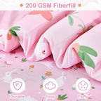 Mooreeke Bed in a Bag for Kids Girls Teens, 5 Pieces Twin Size Comforter Bed Set with Shams, Sheet Set, Rabbit Pink Super Soft Microfiber Kids Comforter Bedding Set