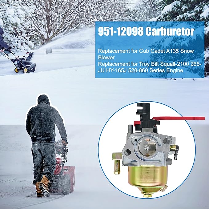 31A-2M1E752 Carburetor Replacement for MTD Troy-Bilt Squall-2100 31A-2M1E700 31A-2M1E706 751-12098 Snow Thrower, Replace #520-860 951-12098 951-14028A 951-12011 751-12011 951-12704