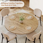 MECHYIN 42 Inch Round Dining Table for 2–4, Farmhouse Round Kitchen Table with Storage Shelf, Pedestal Dining Table, Wood Top & Metal Base, Small Space Table for Apartment, Dining Room