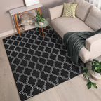 Chicrug Shag Geometric 6x9 Area Rug for Living Room, Large Modern Memory Foam Indoor Carpet, Fluffy Rug for Bedroom Bedside Room Decor for Family Girls Kids Nursery, Black/White