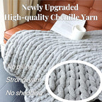 Maetoow Chenille Chunky Knit Blanket Throw （40×50 Inch）, Handmade Warm & Cozy Blanket Couch, Bed, Home Decor, Soft Breathable Fleece Banket, Christmas Thick and Giant Yarn Throws, Grey