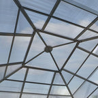 TOOLPORT Hardtop Gazebo 13x13 ft with Aluminum Frame and Approx. 8 mm Polycarbonate Roof - Side Panels in Gray