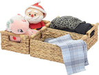 VATIMA Hyacinth Small Wicker Basket 11.6x8.1x4.9" - Bathroom Organizer, Wooden Handle, Decorative Storage