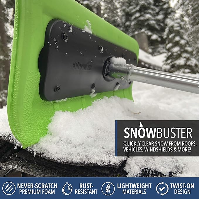 EVERSPROUT Never-Scratch SnowBuster 1.5-to-3 Foot | Premium Snow Removal and Car Cleaner Kit | Extendable Ice Scraper, Snow Broom and 3-Stage Pole | Perfect for SUV/Truck/Car Windshield, Windows, Roof
