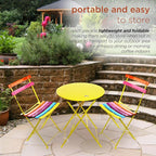 Alpine Corporation MSY114A Rainbow Metal Bistro Set w Two, Table: 24" L x 24" W x 28" H Chair: 16" L 18" W x 32" H