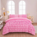 Pink Twin Comforter Set for Girls, 5 Pcs Bed in a Bag Twin for Teen Girls, Princess Bedding Set for Girls, Twin Size Comforter Sets for Girls with 1 Fitted Sheet and 1 Flat Sheet