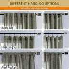 MYSKY HOME Living Room Curtains 84 Inches Long Semi Sheer Light Filtering Privacy Drapes Linen Look Textured Boho Home Decor, Backdrop Curtain for Parties, 100" x 84", Olive Green, 1 Panel