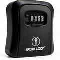 Iron Lock® Medium Wall Mount Combination Key Lock Box, Outdoor (Black) | Screw-in wall mount (4 screws + 4 anchors) — not magnetic, does not hang; weather-resistant zinc alloy, includes key hanger