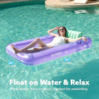 SLOOSH Inflatable Tanning Pool Lounger Float, 70" x 46" Pool Floats Adult with Pillow, 4 in 1 Suntan Tub Raft Floatie,Sunbathing Bed Lounge for Water Blow Up Kids Ball Pit Party Gifts, L-Purple Green
