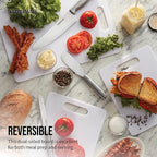 FARBERWARE Large Cutting Board, Dishwasher- Safe Plastic Chopping Board for Kitchen with Easy Grip Handle, 11in by 14in, White