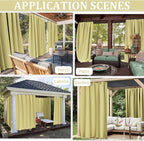 Gazebo Universal Replacement Privacy Curtain,12'×20' Gazebo Outdoor Waterproof Curtains, 4-Panels Sidewall Curtains with Double Zipper for Patio Canopy, Garden and Backyard (Curtain Only)