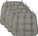 Barnett Home Decor Chair Cushions for Dining Chairs - 16.5x18 Kitchen Chair Cushions - Machine Washable, 100% Cotton, Made in USA - Latex Foam Chair Pads - Farmhouse Check Black and White Pack of 4