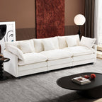 Ihanherry 111.4" L Shaped Modern Sofa Modular Sectional Cloud Couch with Ottoman, 4-Seat Chenille Deep Seat Sofa with Pillow for Living Room, Bedroom and Apartment, Beige