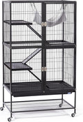 Prevue Pet Products Ferret Stack Two Story Ferret Home - Portable Stand, Escape Proof Lock, Includes Hammock & Ramps, Expandable Two Story Cage Stacking System with Wheels - Black