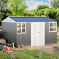 Metal shed 12x10 FT with Floor Kit, Outdoor Storage, Heavy-Duty Garden Sheds with Customizable Skylight & Reinforced Steel Frame, Weatherproof Galvanized Tool Tiny House for Backyard, Patio, and Lawn