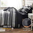 Bedsure Bed in a Bag Twin Size 5 Pieces, Black White Striped Bedding Comforter Sets All Season Bed Set with 1 Pillow Sham, Flat Sheet, Fitted Sheet and 1 Pillowcase