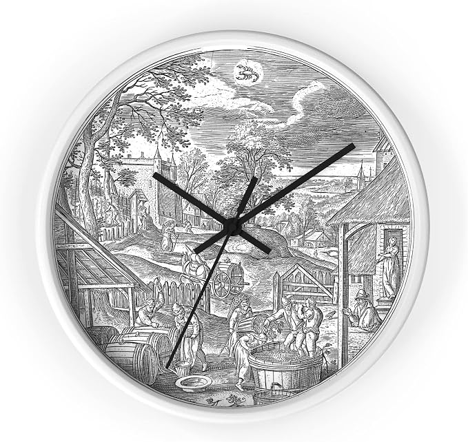 Mozingo ~ Wine Clock for Kitchen Bar Wall It's Wine O'clock Silent Time Gift Home Decor Made In USA, 10" (Hour Marks - None, Clock Frame Color - White, Wine Theme #06)